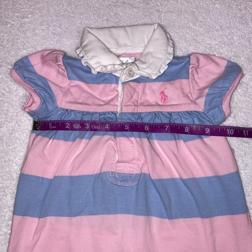 Ralph Lauren pink blue striped bubble romper one piece 6m